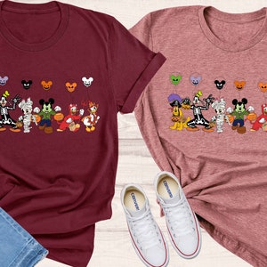 Disney Characters Halloween Skeleton Comfy Colors Shirt, Disney Halloween Matching Shirt, Disney Mickey Minnie & Friends Tee, Mickey ears image 3