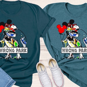 WRONG PARK SHIRT Theme Park Trip Shirt Funny Dinosaur Tee - Etsy