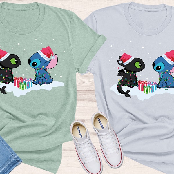 Stitch & Toothless Disney Tee Shirt - Family Trip Shirt - Cute Disney Tee - Disney Lover Gifts - Super Soft Shirt - Gift For Her Him