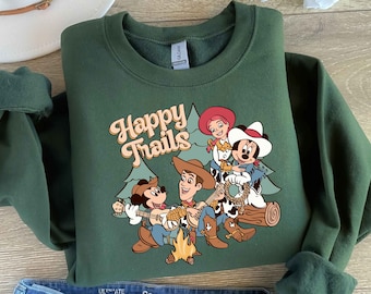 Toy Story Mickey Minnie Sweatshirt, Disney Character Happy Trails Hoodie, Disney Hoodie, Disney Holiday Sweatshirt, Disney Camp Hoodie
