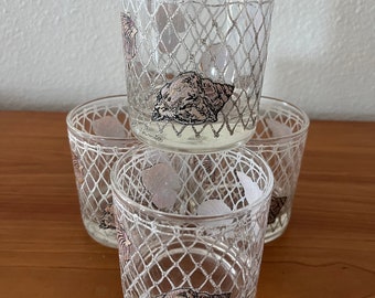 Georges Briard Coastal Shell Textured Net Lowball Glasses - Set of 4