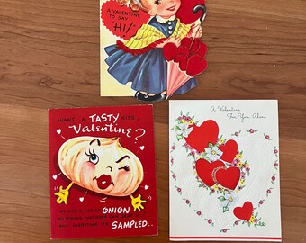 Vintage Kitschy Cute Valentine's Day Cards Set of 3 A-Meri-Card Tower