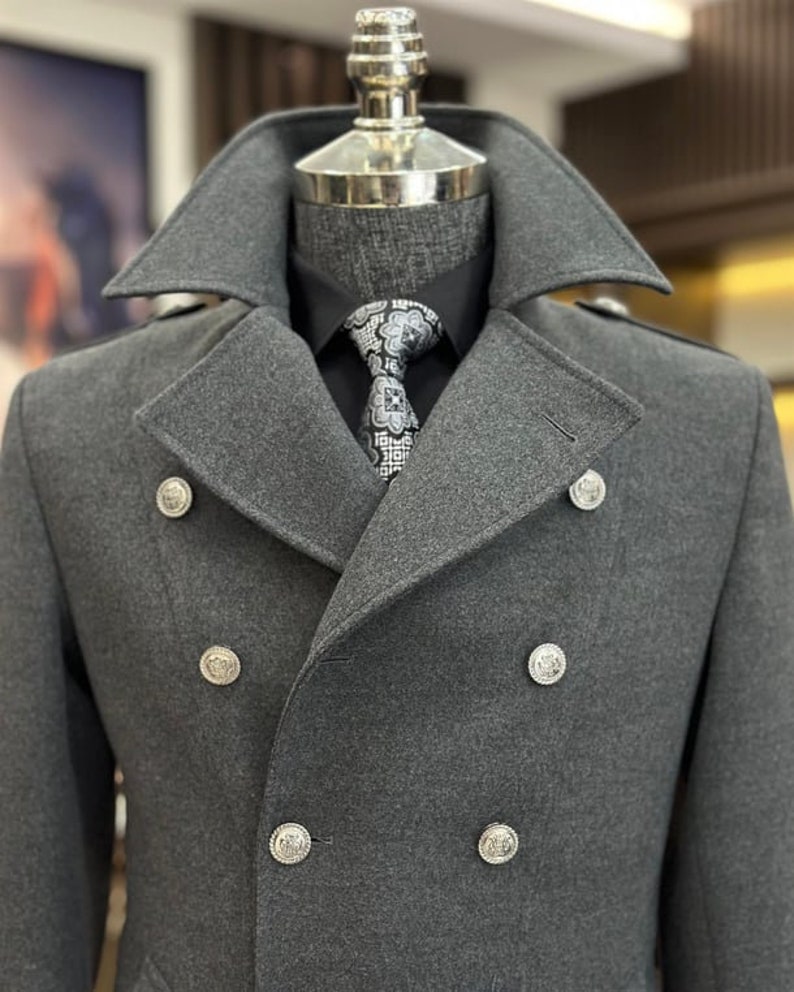 Custom Made Men Double Breasted Wool Overcoat,men Long Coat,men Vintage Military Wool Coat