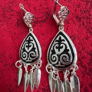 Kazakh  ornaments traditional earrings. Kazakh jewelry