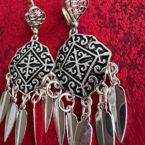 Kazakh  ornaments traditional earrings. Kazakh jewelry