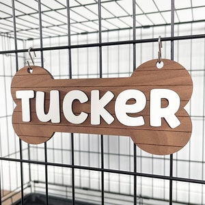 Walnut Personalized Crate Sign, Custom Dog Decor, Hanging Crate Tag, Custom Crate Sign, Dog Sign, Personalized Dog Gift, Dog Lover