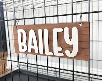 Walnut Personalized Crate Sign, Custom Dog Decor, Hanging Crate Tag, Custom Crate Sign, Dog Sign, Personalized Dog Gift, Dog Lover