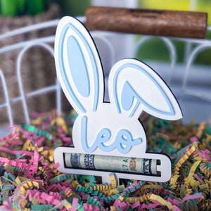 Bunny Money Holder Gift, Personalized Easter Gift, Custom Easter Tag, Easter Basket Stuffer, Easter Decor, Gift for teen, boy and girl,