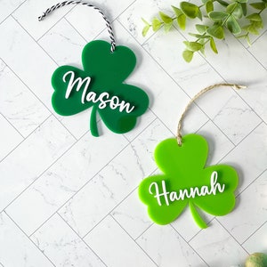St. Patrick's Day Basket Tag, Saint Patrick's Day Decor, Shamrock Basket Tag, Personalized Shamrock Tag, Custom Acrylic Shamrock Gift Tag