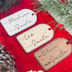 From Santa Gift Tag, Gift From Santa Tag, Personalized Gift Tag, Custom Holiday Tag, Wooden Gift Tag, Love Santa Tags
