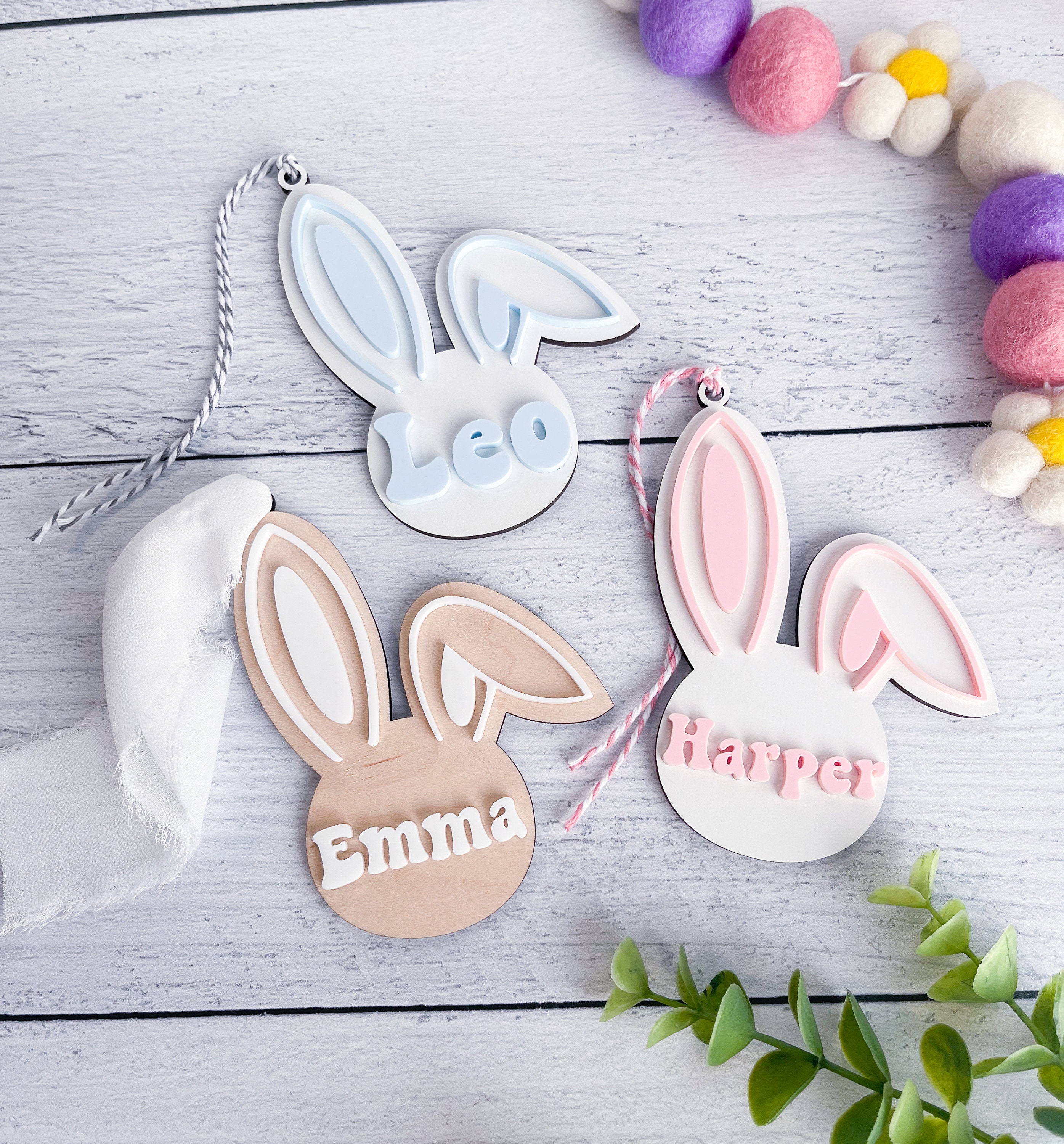 ❤️BUY MORE SAVE MORE❤️ Easter Basket Tags, Personalized Easter Basket Tag, Custom Easter Basket Tag, Bunny Name Tags, Pastel Bunny Ears, Easter Decor, Easter Tag