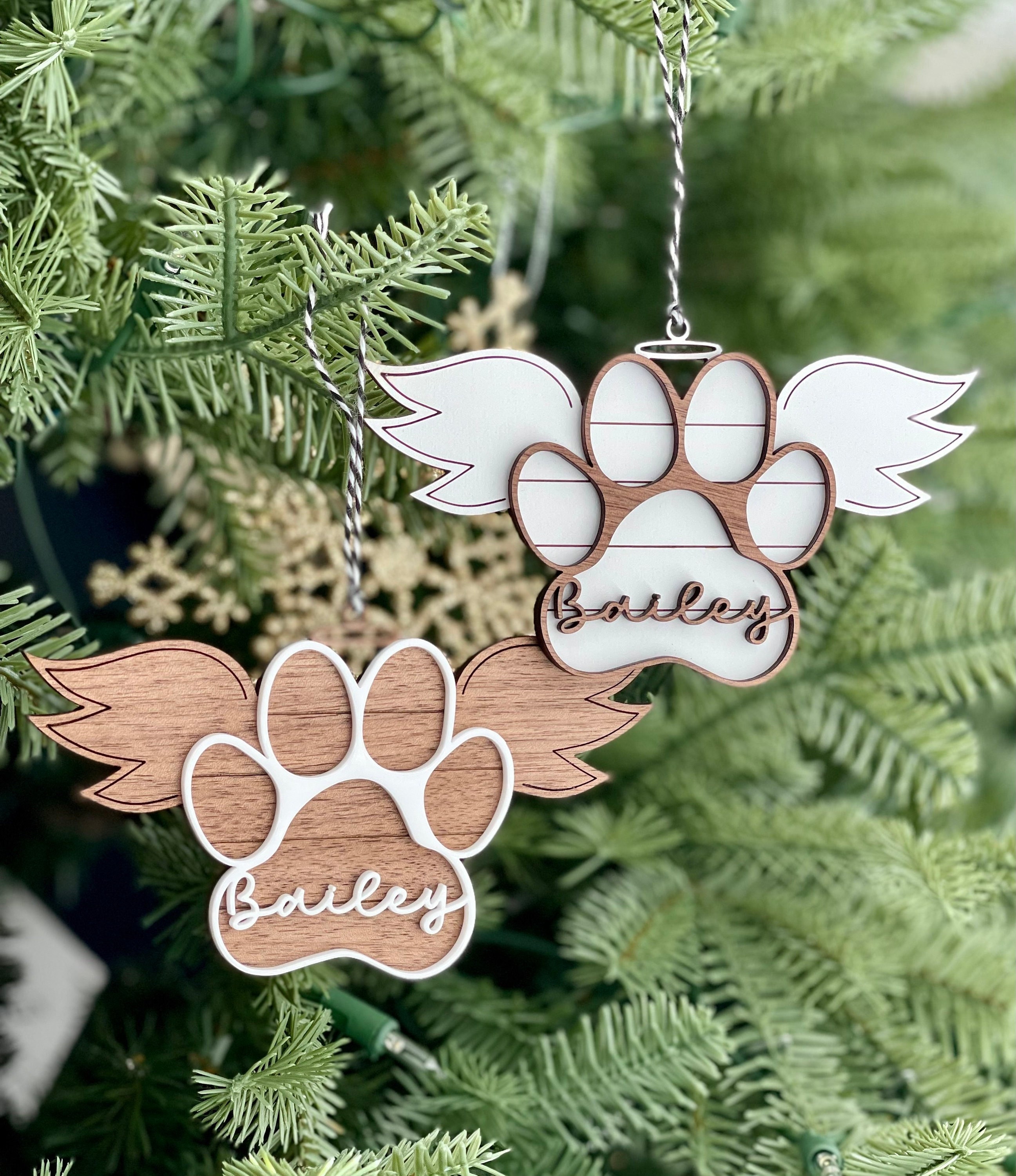 Pet Memorial Ornament Paw With Wings Christmas Ornament Etsy