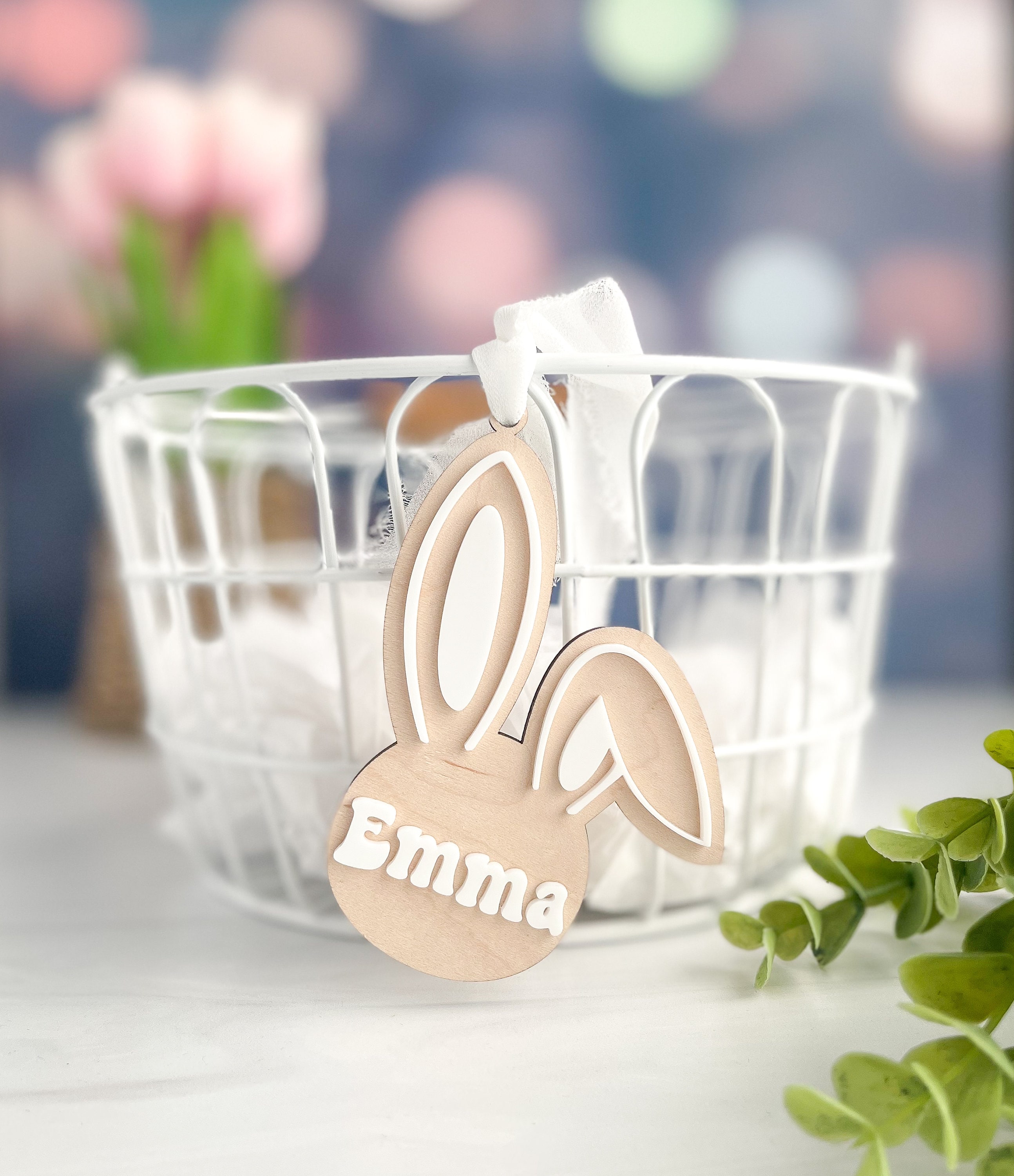 ❤️BUY MORE SAVE MORE❤️ Easter Basket Tags, Personalized Easter Basket Tag, Custom Easter Basket Tag, Bunny Name Tags, Pastel Bunny Ears, Easter Decor, Easter Tag