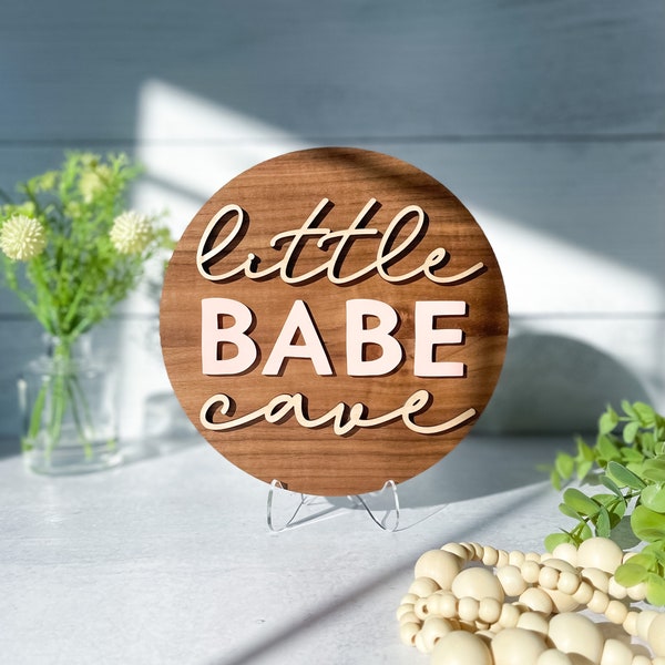 Little Babe Cave Sign, Girls Room Wall Decor, Playroom Decor, Playroom Sign, 3D Little Babe Cave Sign, Neutral Playroom Decor