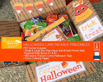 Corny Halloween Care Package Printables • Halloween Box For College Students • College Care Package • Printable Box Decor • Candy Corn Box