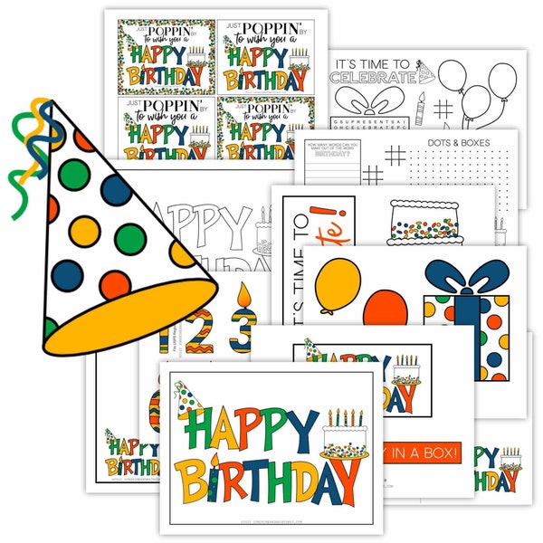 Birthday In A Box Care Package Printables • Birthday Box For College Students • College Care Package • Birthday Care Package