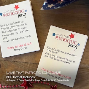 4th of July Game • 4th of July Name That Patriotic Song Game • Name That Song Game • Party Game • Name That Song • 4th of July Party Idea
