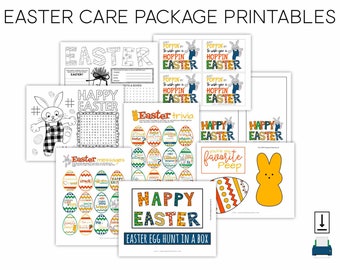 Caccia alle uova di Pasqua in una scatola • Pacco regalo di Pasqua • Materiale stampabile per il pacco regalo • Scatola di Pasqua per studenti universitari • Pacco regalo per studenti universitari