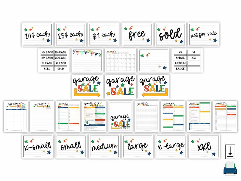 Printable Garage Sale Planner • Garage Sale Checklist • Sales Record ...