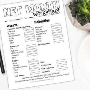 Net Worth Worksheet • Printable Net Worth Tracker • Wealth Tracker • Finance Tracker • Printable Tracker • Net Worth Yearly Tracker