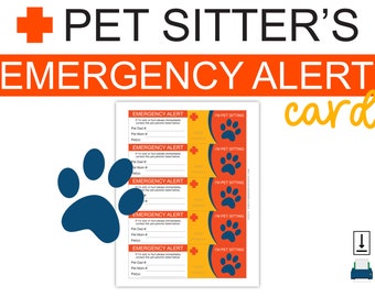 I'm Pet Sitting Emergency Alert Card • Pet Sitter Emergency Card • Printable Pet Sitter In Case Of Emergency Card • Pet Sitter Resource