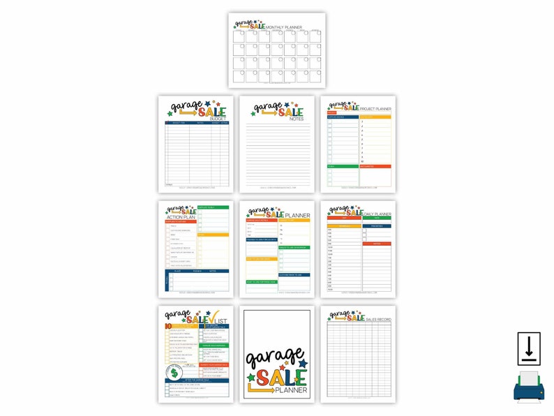 Printable Garage Sale Planner Garage Sale Checklist Sales Record Garage