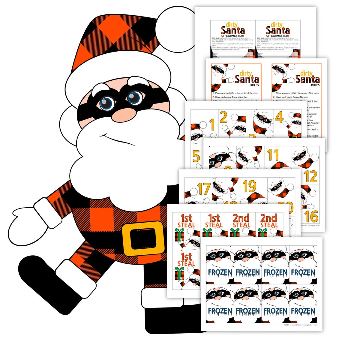 Printable Dirty Santa Gift Exchange Game Rules and Numbers Etsy