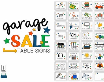 Printable Garage Sale Table Signs • Garage Sale Table Signs • Printable Signs • Garage Sale Printables • Instant Download