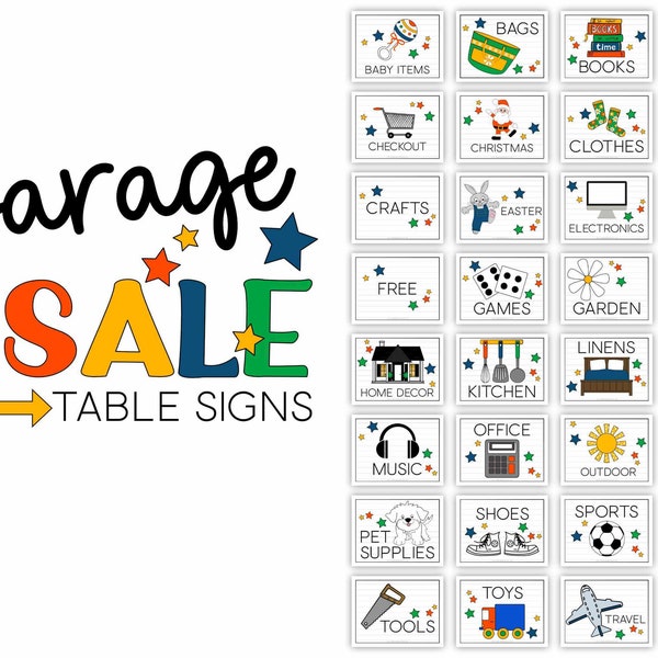 Printable Garage Sale Table Signs • Garage Sale Table Signs • Printable Signs • Garage Sale Printables • Instant Download