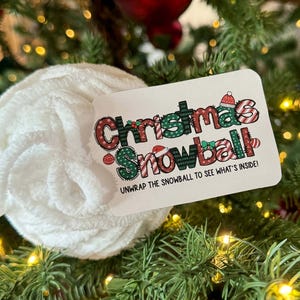 Druckbare Weihnachten Schneeball Tags • Geld Schneeball Tags • Kreative Art Geschenkkarten zu geben • Garn Schneeball Tags • Schneeball Überraschung Tags
