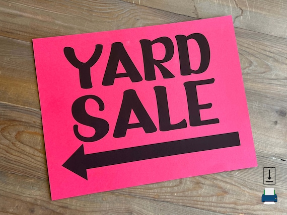 Neon Pink Moving Sale Sign Garage Sale ARROW Hot Pink 6 main image 3
