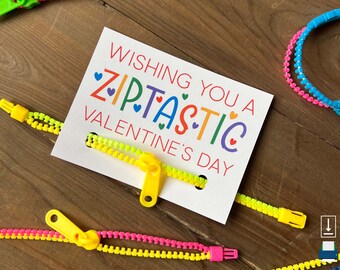 Zipper Bracelet Valentine Printable • Non Candy Valentine For Kids  • Non Food Valentines For Class • Class Valentine • Preschool Valentine