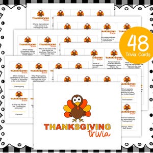 Printable Thanksgiving Trivia Game • Thanksgiving Party Game • Thanksgiving Group Game • Thanksgiving Activity • Thanksgiving Trivia Cards