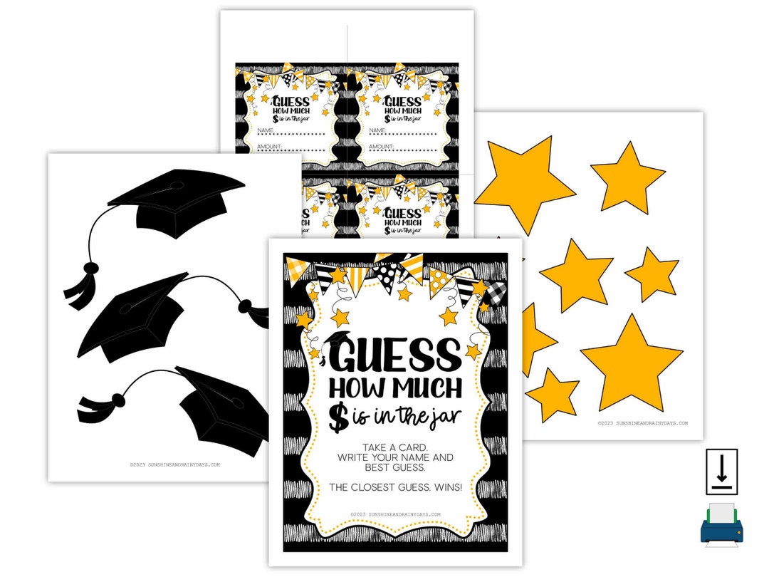 Guess How Much Money is in the Jar Graduation Party Game Graduation Guessing Game Graduation