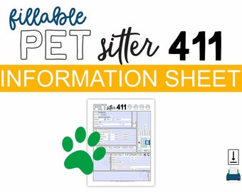 Fillable Pet Sitter Information Sheet • Pet Sitter Instructions • Printable Pet Sitter Info • Dog Sitter Information • Dog Sitter Info Sheet