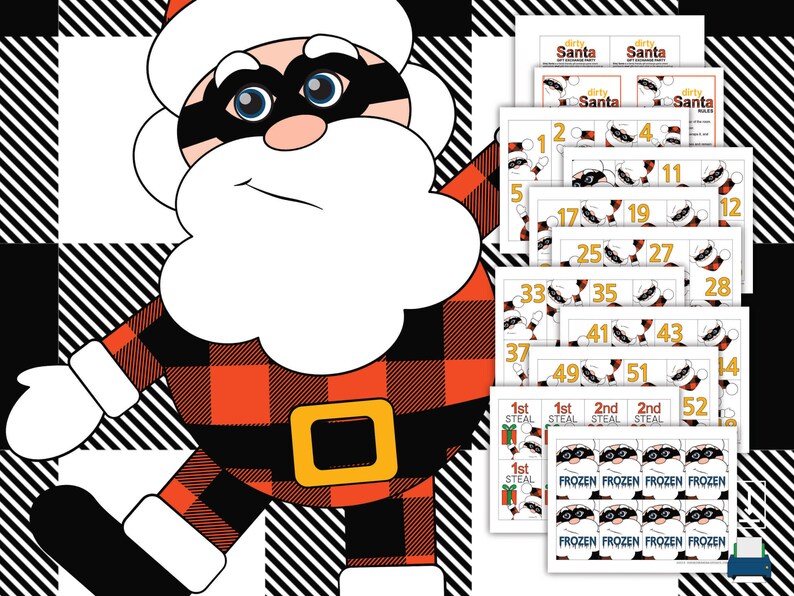 Printable Dirty Santa Gift Exchange Game Rules and Numbers • Dirty ...