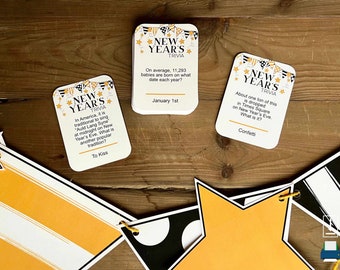 Tarjetas de juego de trivia de Año Nuevo para imprimir • Juego de trivia • Juego de trivia para imprimir • Idea de juego para fiesta de Año Nuevo • Año Nuevo • Descarga instantánea