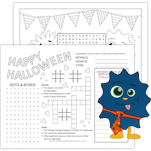 Printable Halloween Placemat • Halloween Activity Placemat • Activity Page • Coloring Placemat • Printable Placemat • Party Placemat