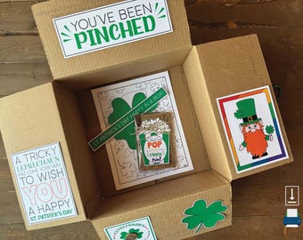 Sie wurden eingeklemmt Pflegepaket Printables • St. Pat's Day Pflegepaket Klappen • College Pflegepaket • Pflegepaket Box Dekor