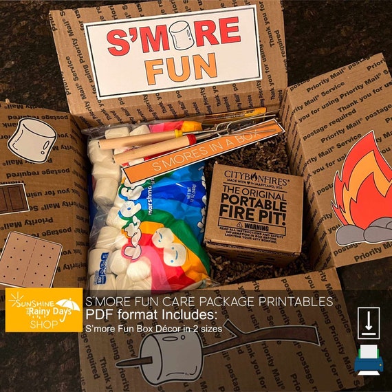 S'more Care Package Printables • S'more Box for College Students