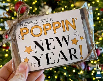 Etiqueta de palomitas de maíz para Año Nuevo • Imprimibles de palomitas de maíz • Etiquetas imprimibles de palomitas de maíz para microondas • Te deseamos un Año Nuevo espectacular • Idea de regalo para Año Nuevo
