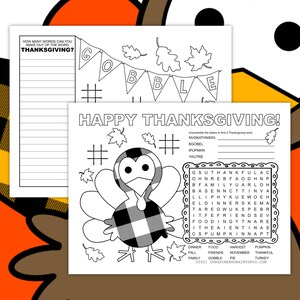 Printable Thanksgiving Placemat Activity Sheet • Thanksgiving Activity Sheet • Thanksgiving Fun • Activity Placemat • Placemat Activity