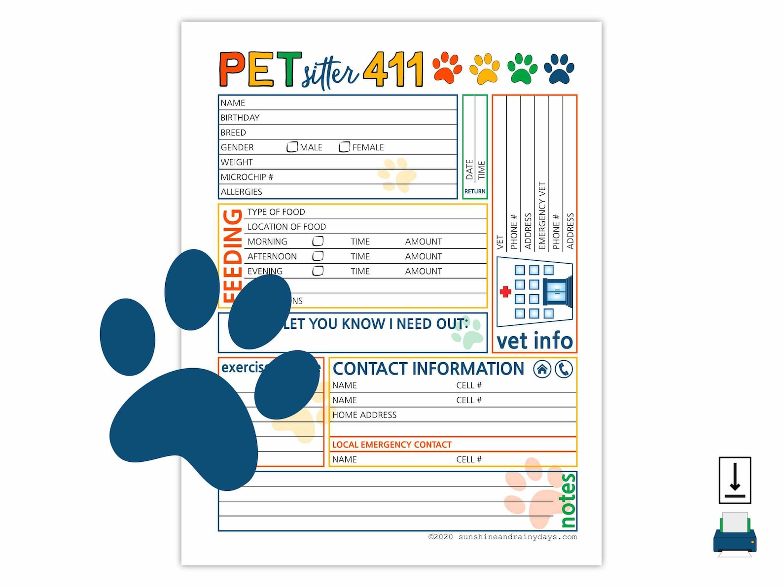 PET SITTER INFORMATION SHEET TEMPLATE FREE visual data 3