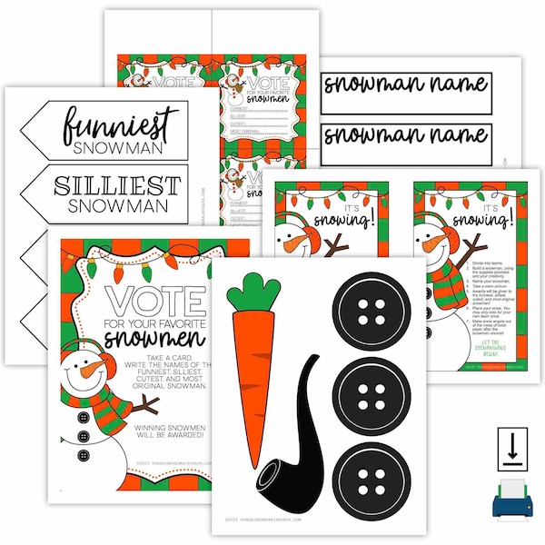 Printable Toilet Paper Snowman Game • Christmas Party Game • Snowman Game • Toilet Paper Christmas Game • Instant Download • Build A Snowman