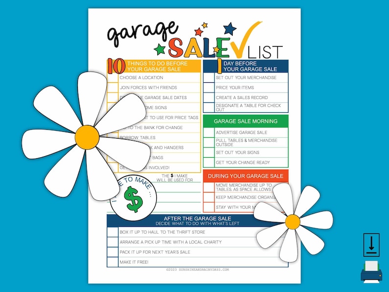 Printable Garage Sale Planner Garage Sale Checklist Sales - Etsy