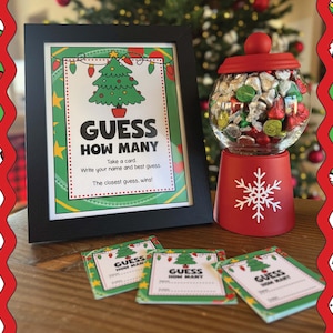 Guess How Many Christmas Party Game Printables • Christmas Candy Game • Guess How Many Game • Guessing Game • Candy Jar Game