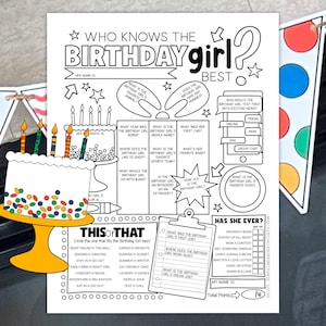 Who Knows The Birthday Girl Best Birthday Party Game • How Well Do You Know The Birthday Girl • Printable Birthday Game • Easy Party Game