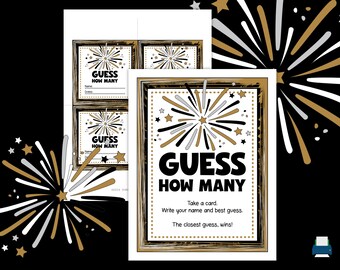 Juego de Año Nuevo • Juego de Adivina Cuántos • Juego de Fiesta de Año Nuevo • Juego de Nochevieja • Juego Imprimible de Año Nuevo • Actividades de Año Nuevo