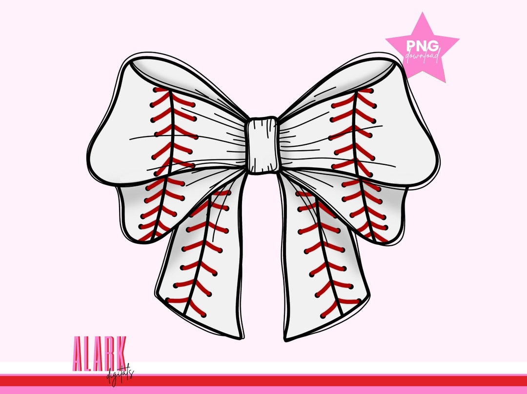 Baseball Bows PNG Coquette Baseball PNG Hand Drawn Baseball Bow PNG ...
