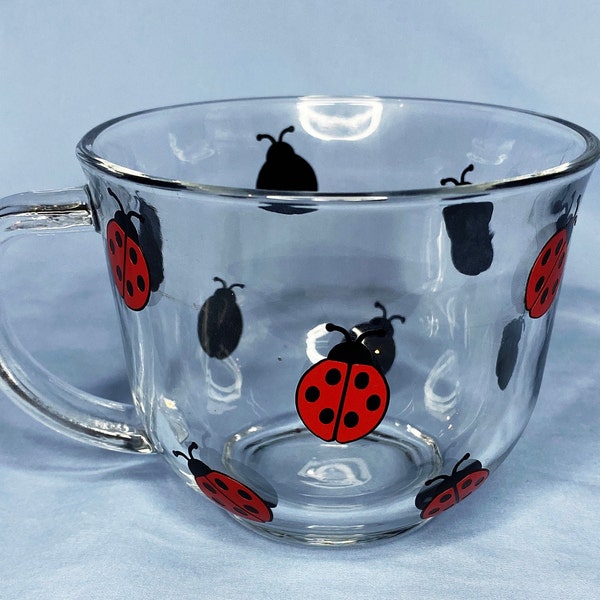 Lady Bug Glass Mug| Insect Glass Coffee Mug| Glass Tea Mug| Lady Bug Gifts